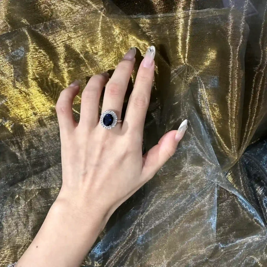 Oval-shaped Sapphire Diamond Ring - Image 2