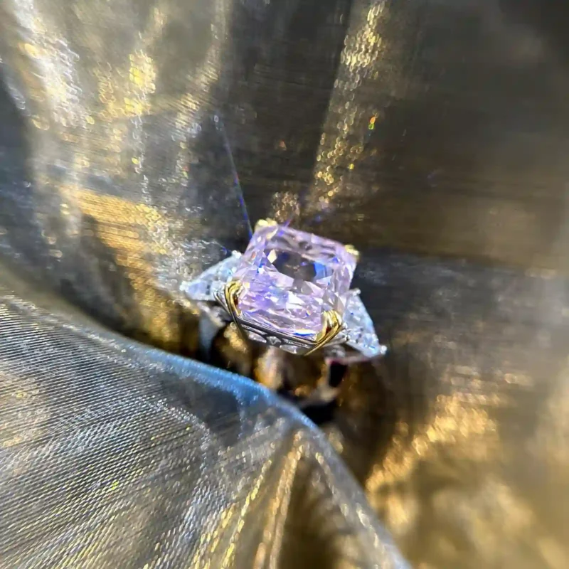 radiant-cut pink diamond ring