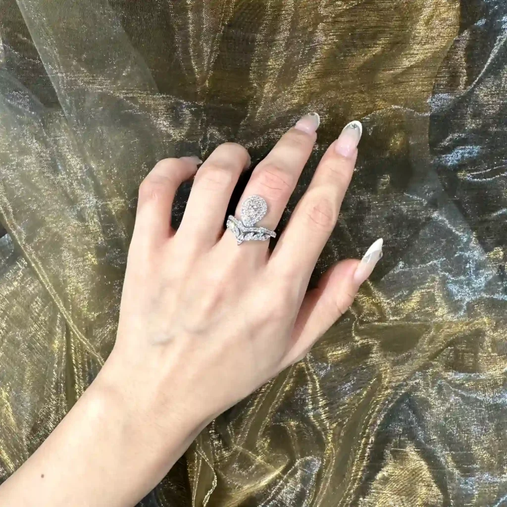 Crown Pink Diamond Ring with Marquise Side Diamonds