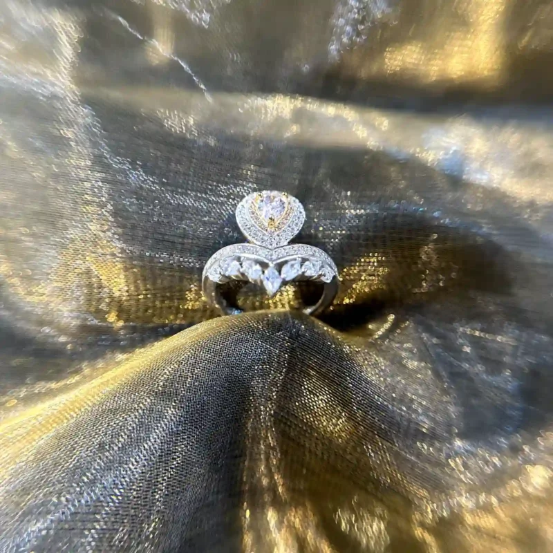Crown Pink Diamond Ring with Marquise Side Diamonds