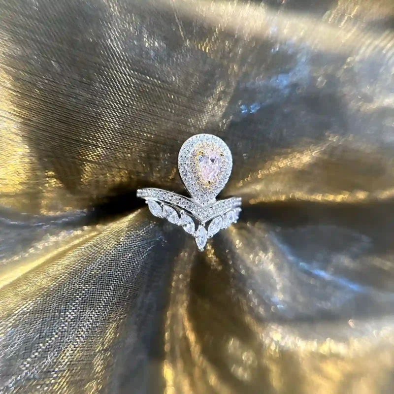 Crown Pink Diamond Ring with Marquise Side Diamonds