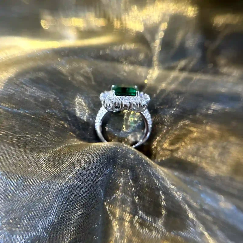 Classic Emerald with Side Diamonds Ring