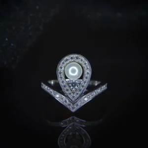The Crown pearl and diamond ring