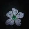 Flower Emerald and Diamond Ring