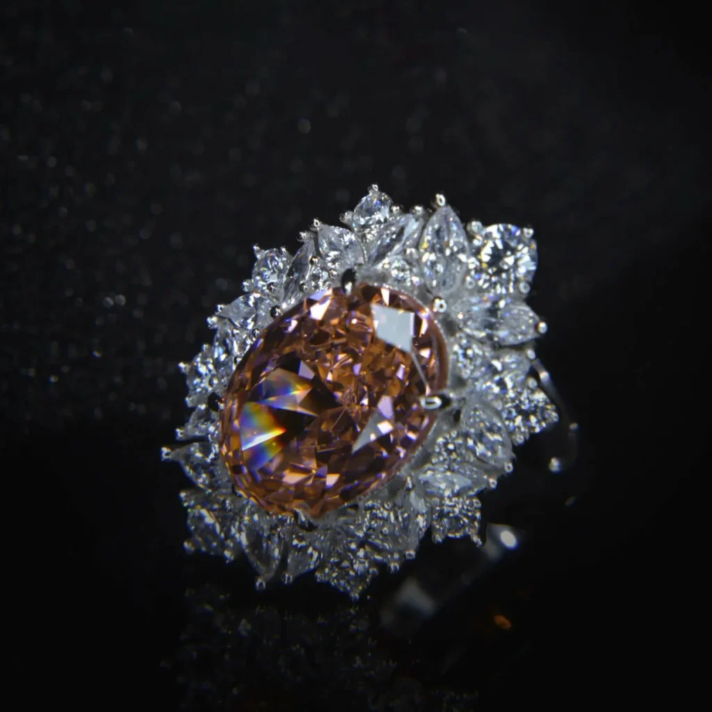The Oval-Shaped Padparadscha and Diamond Ring - Image 3