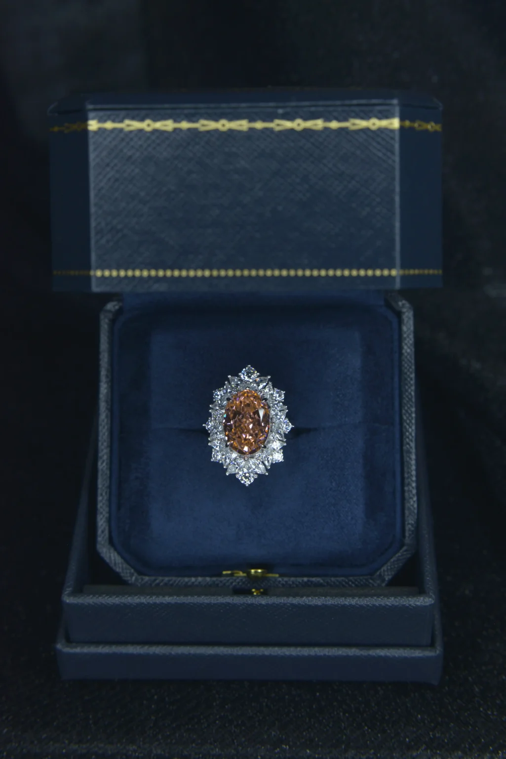 The Oval-Shaped Padparadscha and Diamond Ring - Image 7