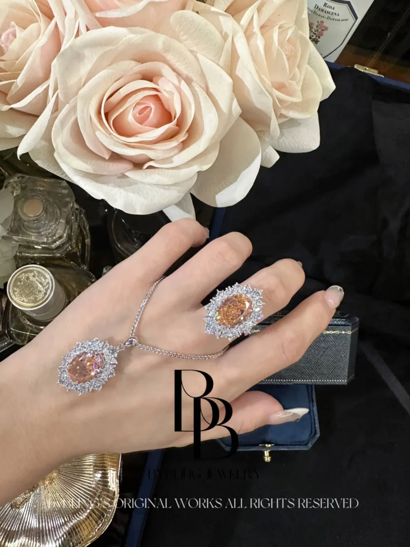 The Oval-Shaped Padparadscha and Diamond Ring