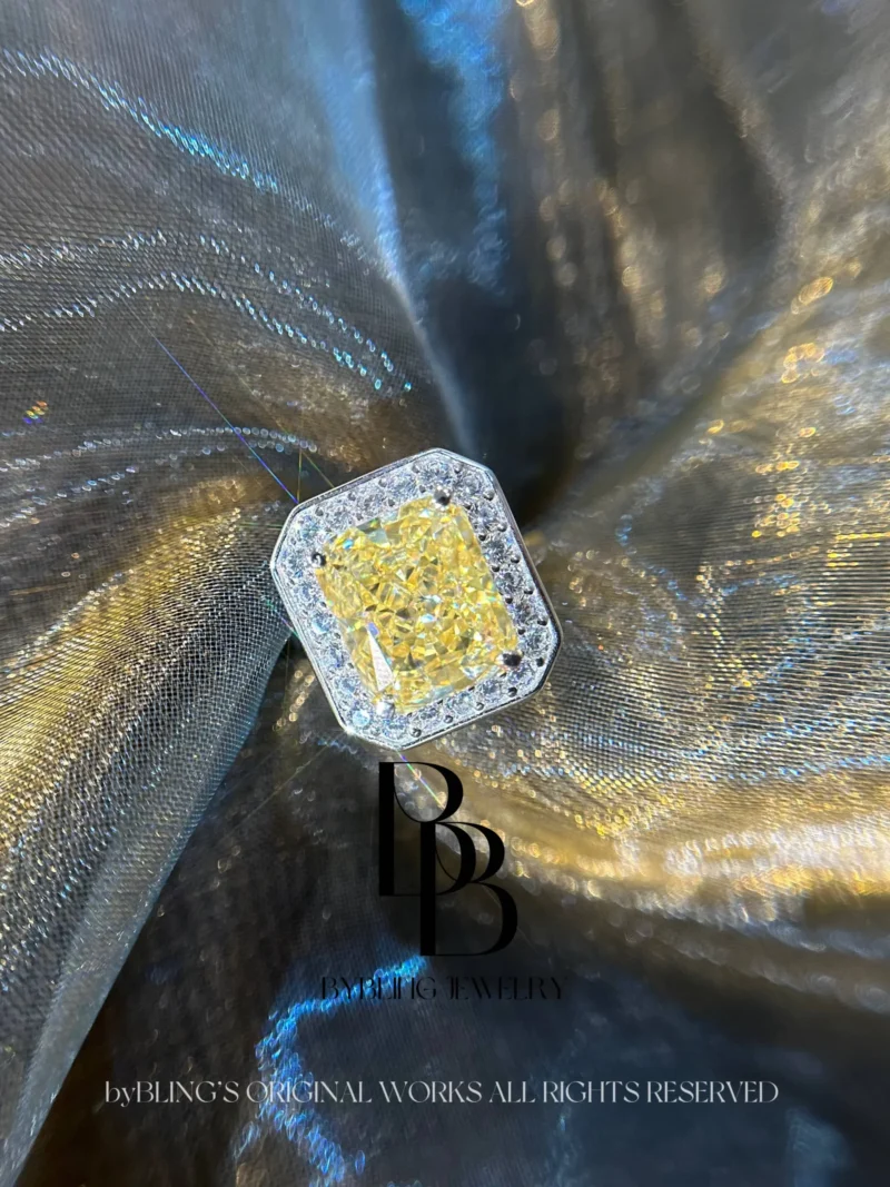 The Radiant-Cut Yellow Diamond and Diamond Ring
