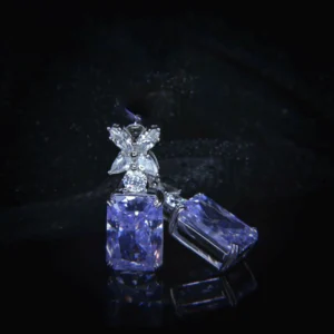 perfume-radiant-cut-purple-diamond-earrings
