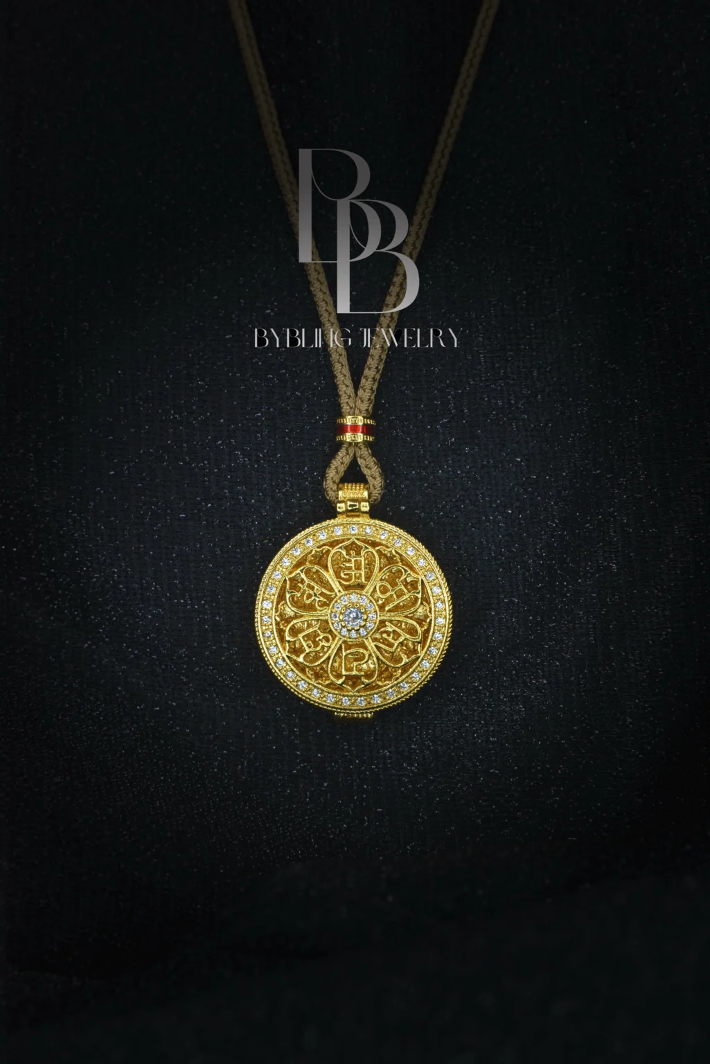 The Compass Carved Fortune Gold-plating and Diamond Pendant - Image 3