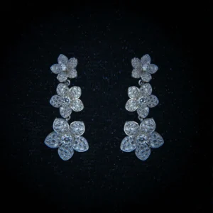 Flowers Three Motif Diamond Earrings
