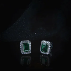 emerald-diamond-silver-stud-earrings