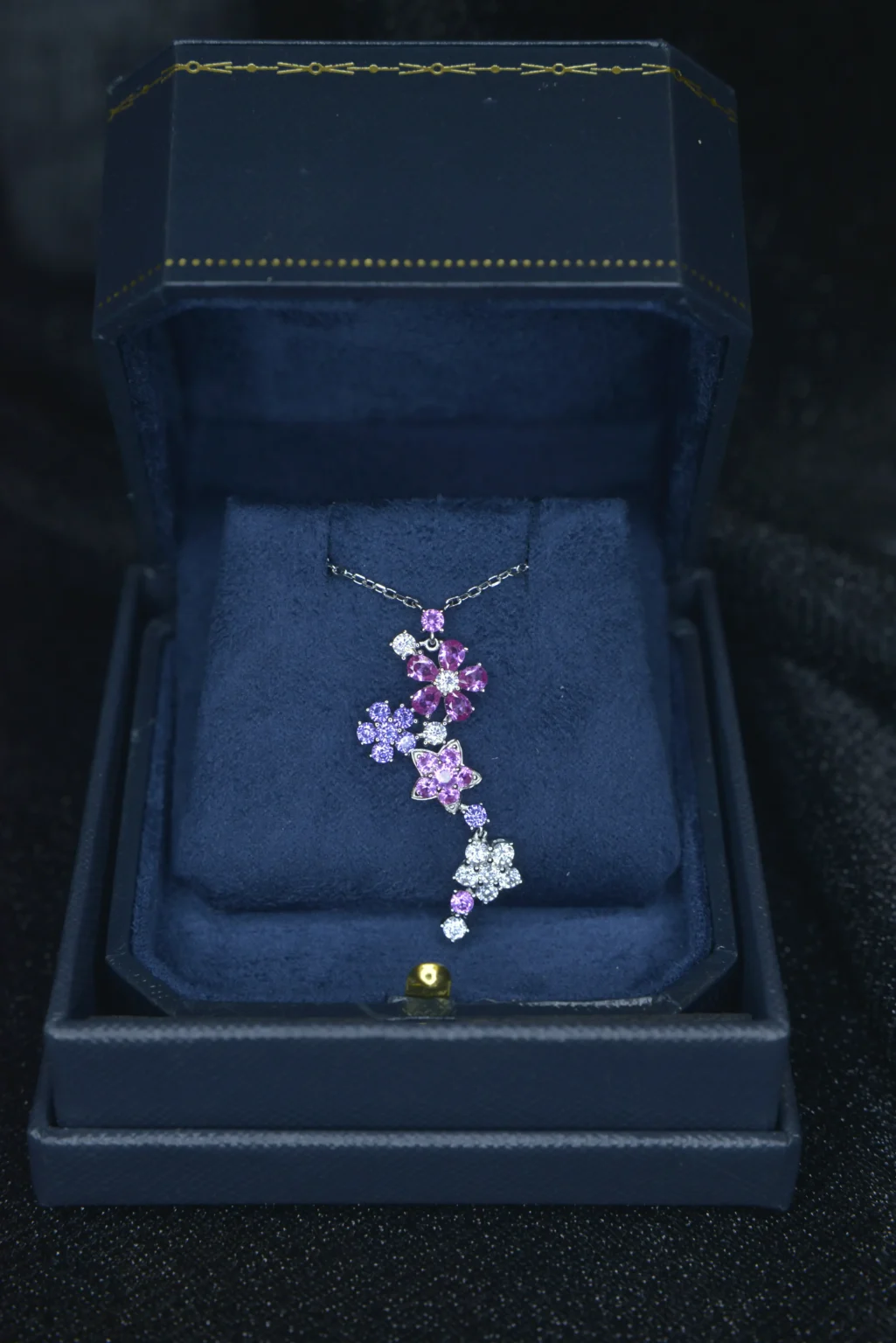 The Flowers Pink and Purple Multi Color Stones and Diamonds Pendant - Image 7
