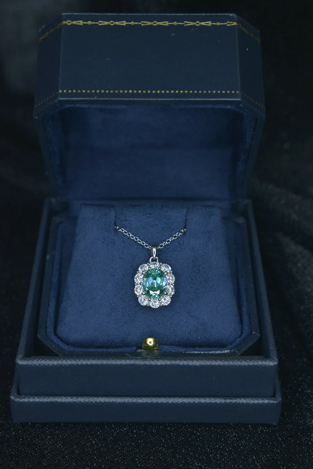 Oval-shaped Green Tourmaline and Diamond Pendant - Image 6
