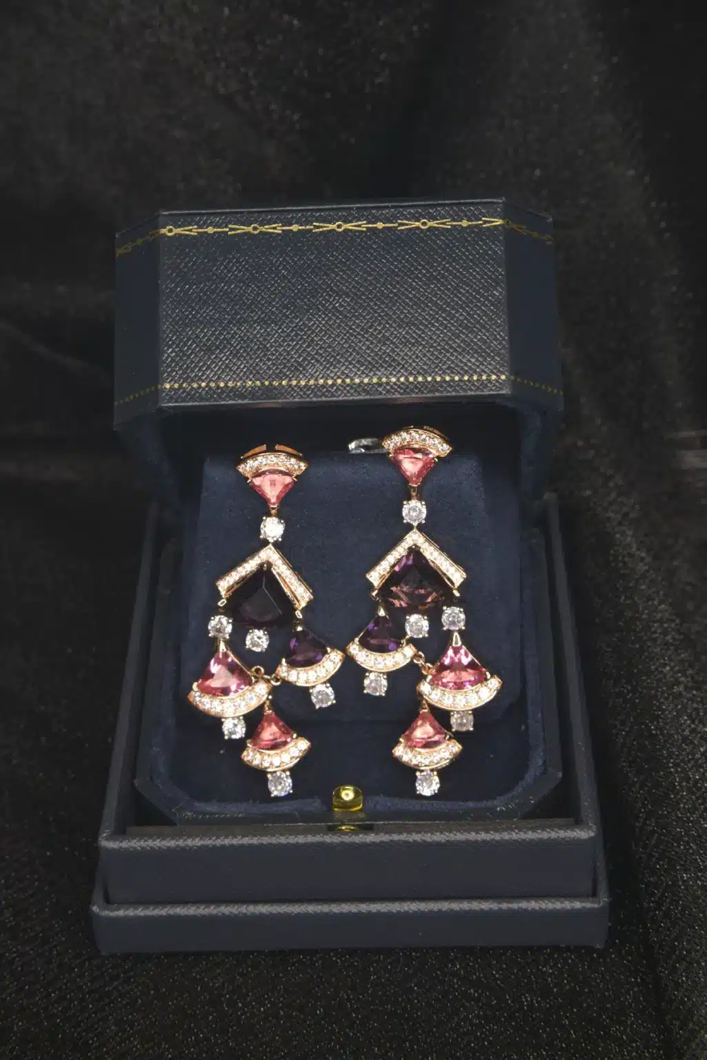 Fan-Shaped Multi-Color Gemstones Earrings - Image 7