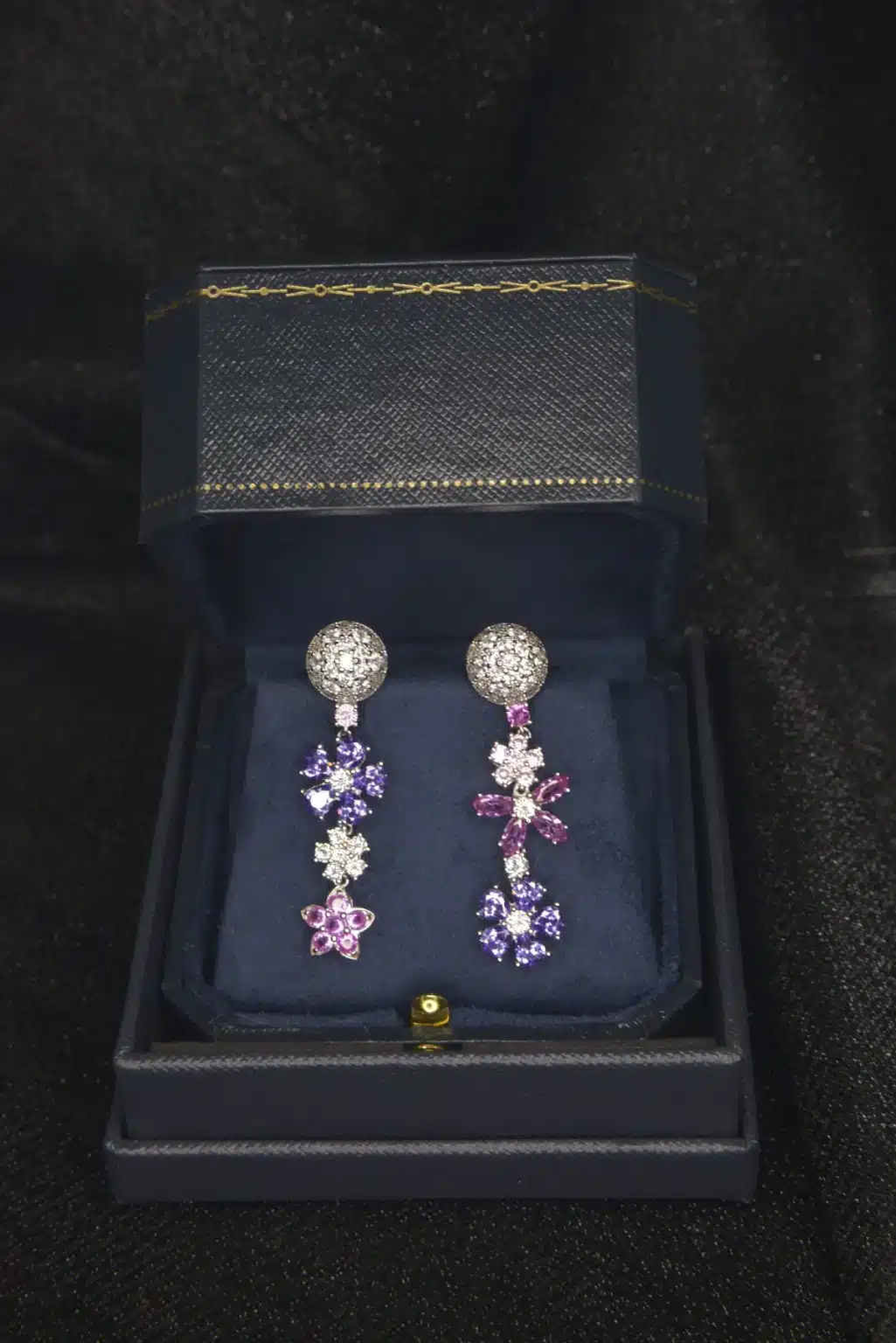 The Flowers Multi-Color Gemstones and Diamonds Earrings - Image 6