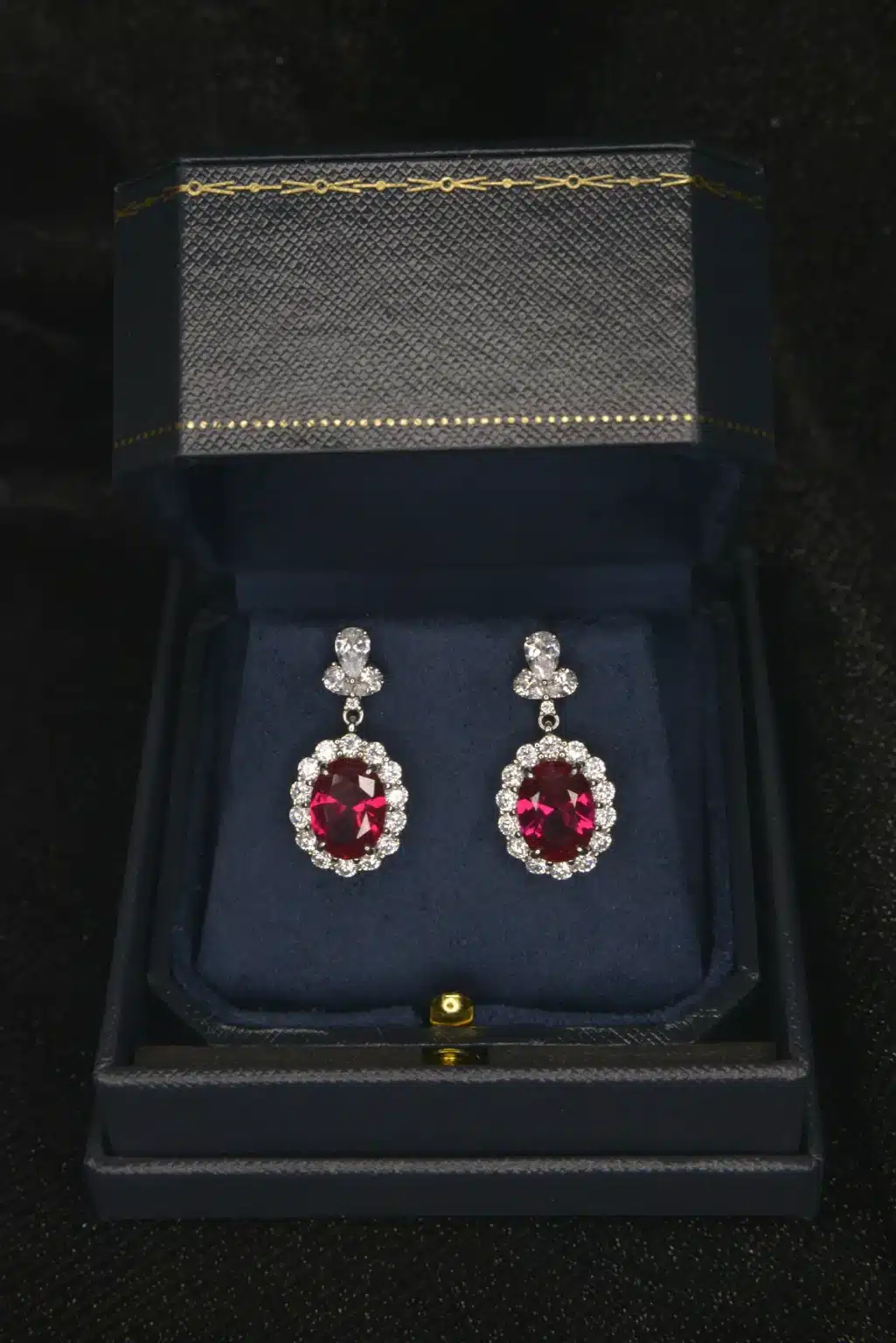 Classic Oval-Shaped Ruby and Diamond Earrings - Image 6