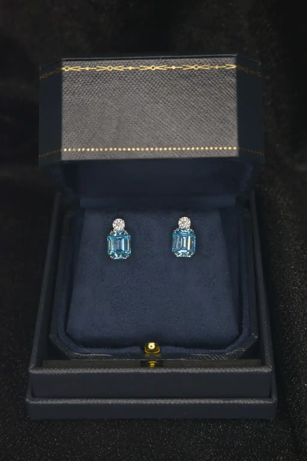 Radiant-Cut Aquamarine & Diamond Earrings - Image 6