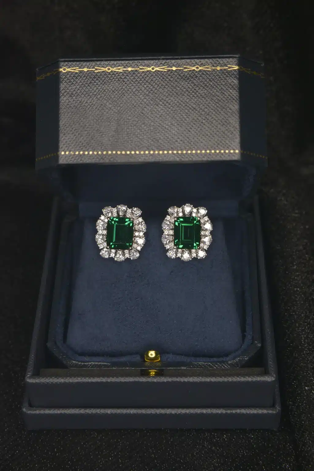 The Classic Emerald with Side Diamonds Earrings - Image 6