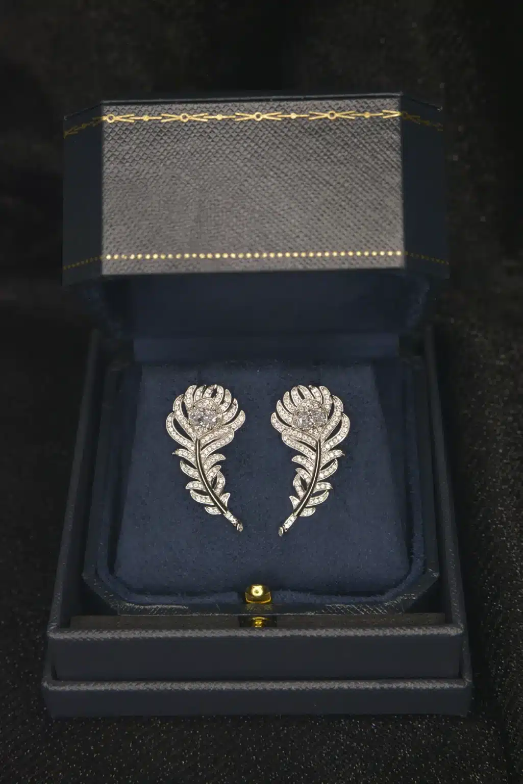 Feather & Dazzling Diamond S925 Silver Earrings - Image 4