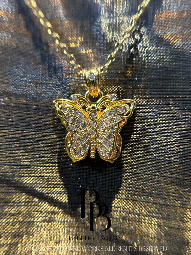 gold-tone butterfly pendant necklace