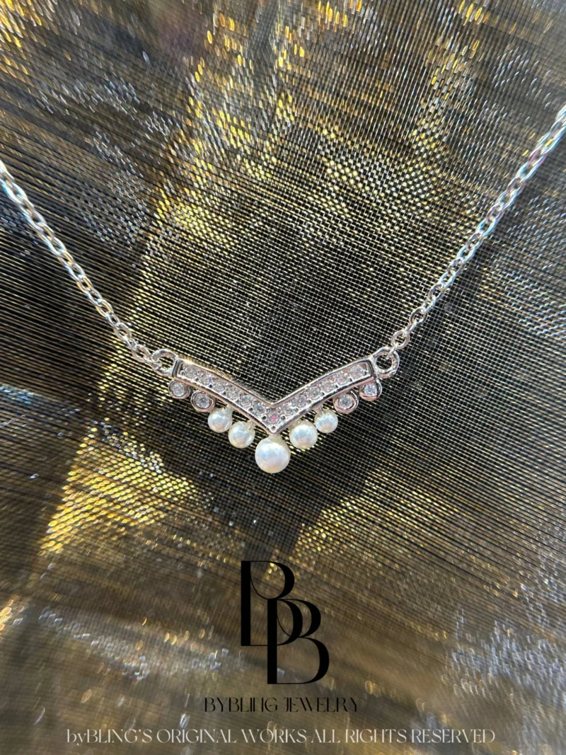V-Shaped Eternity Pendant Necklace