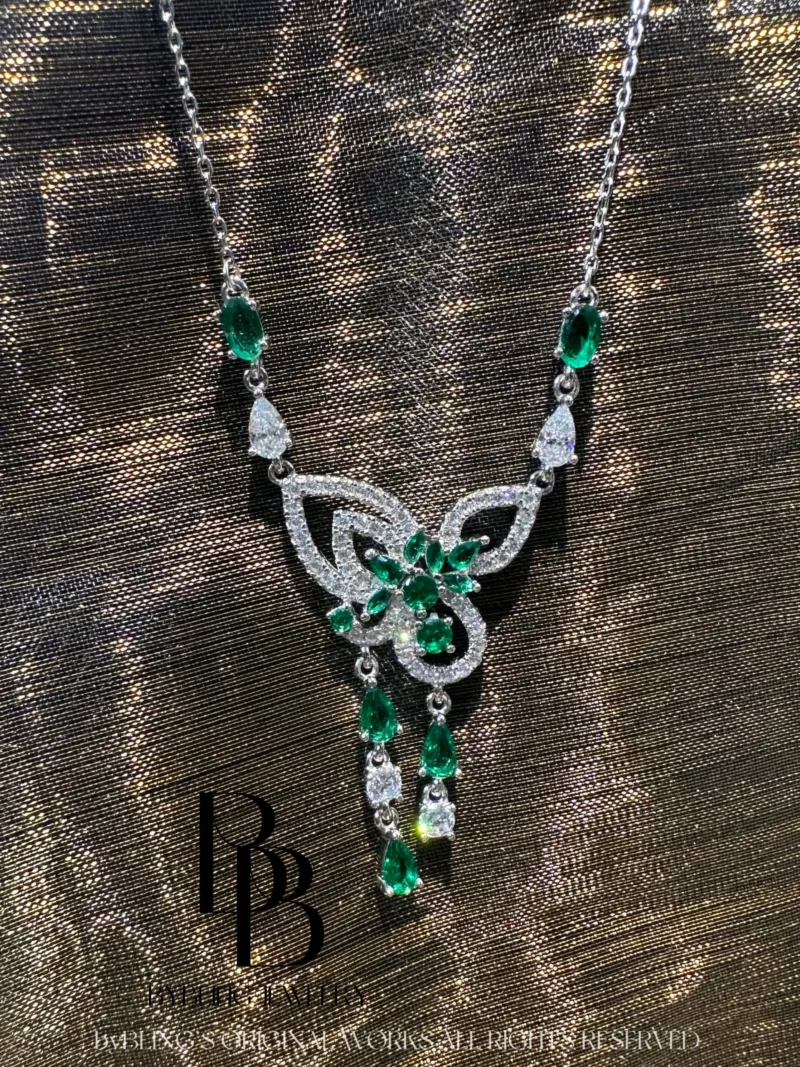 Gemstone Butterfly Necklace with Zirconia Accents