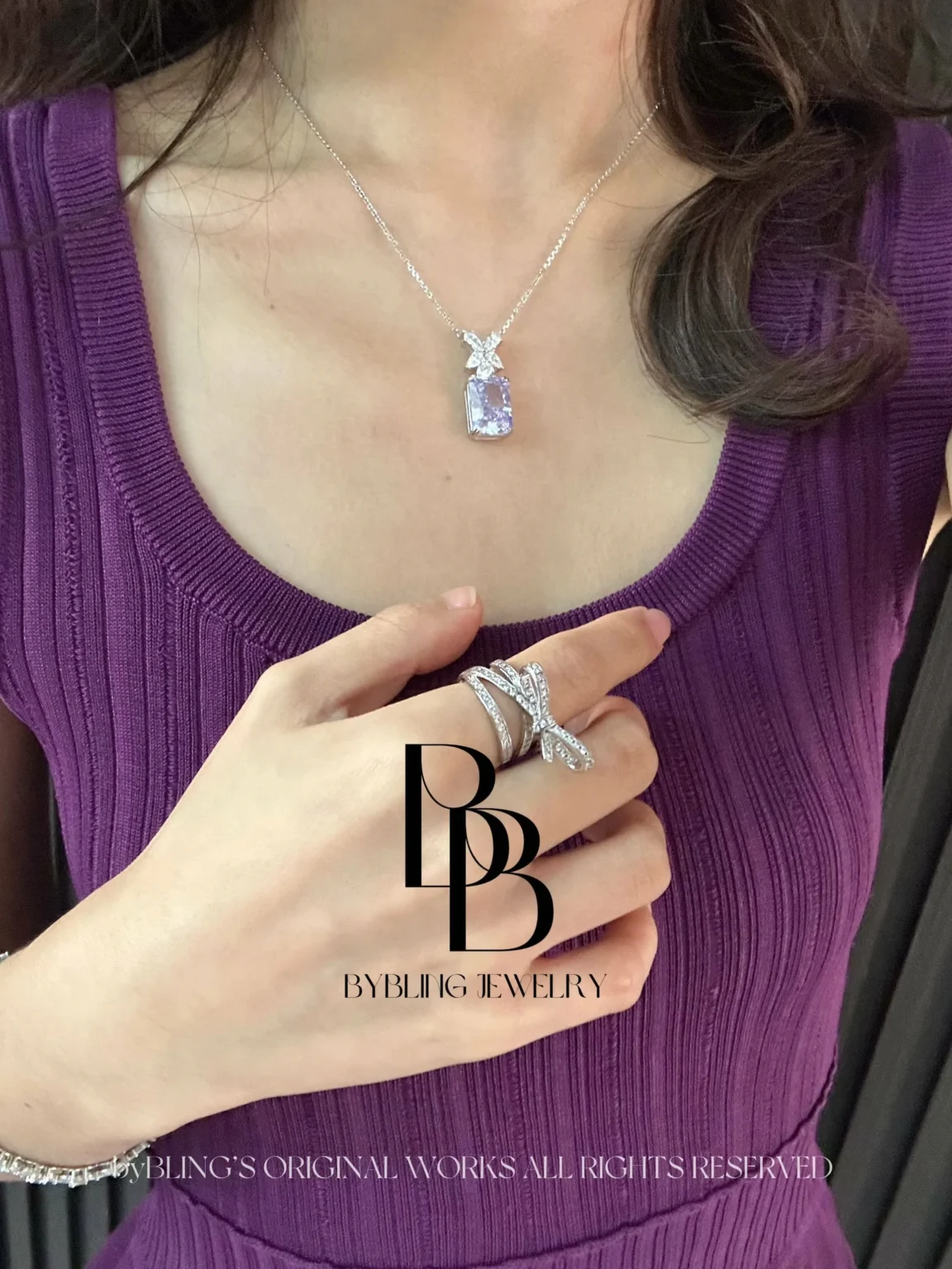 The Perfume Radiant-Cut Purple Diamond Pendant - Image 2