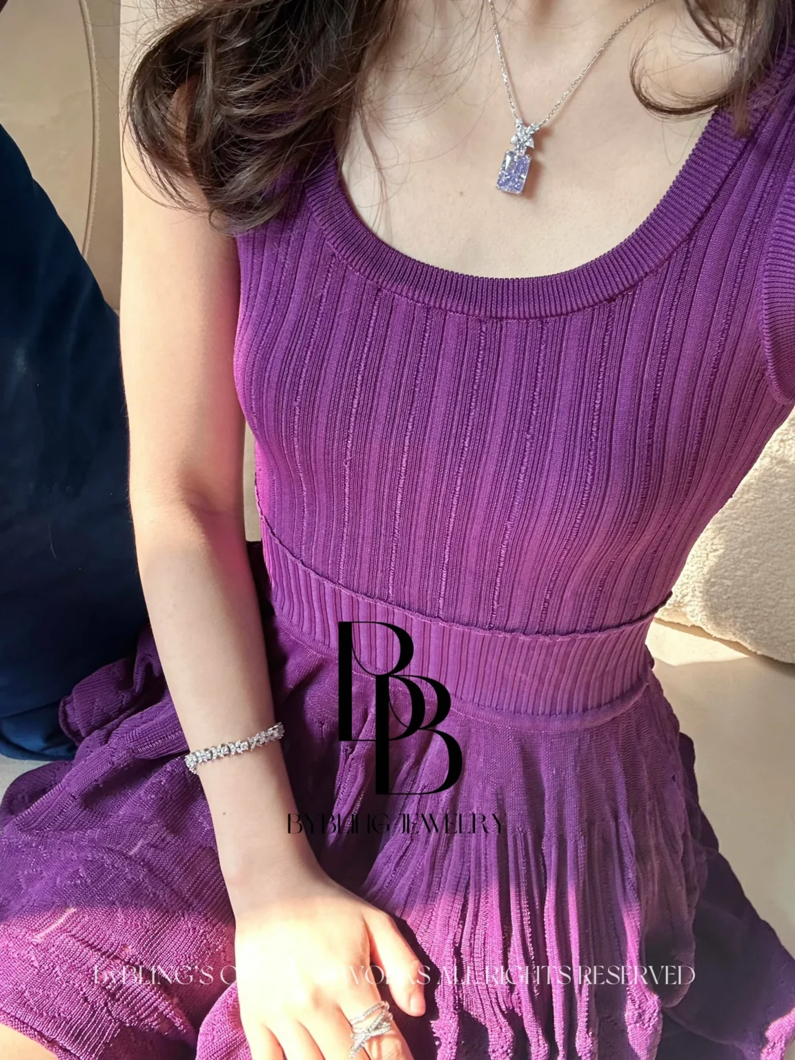 The Perfume Radiant-Cut Purple Diamond Pendant - Image 5
