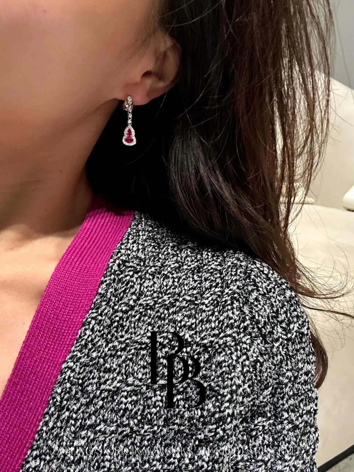 The Hulu Pink Ruby and Diamond Earrings - Image 2