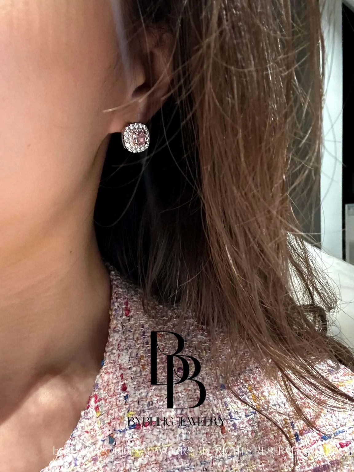 Radiant-Cut Pink Diamond Earrings - Image 2