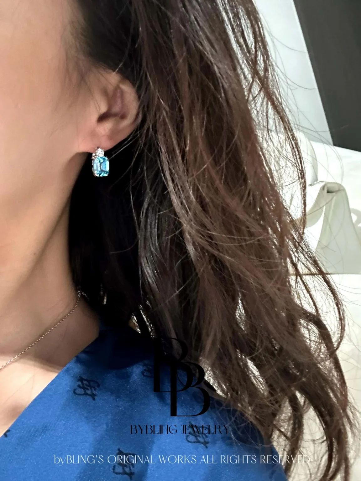 Radiant-Cut Aquamarine & Diamond Earrings - Image 2