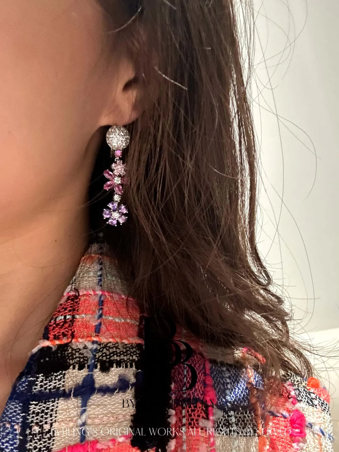 The Flowers Multi-Color Gemstones and Diamonds Earrings - Image 2