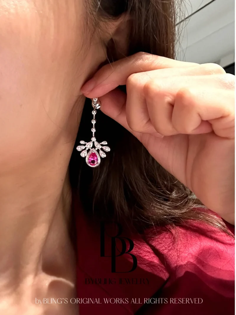 The Crown Ruby & Dazzling Diamond Earrings - Image 2