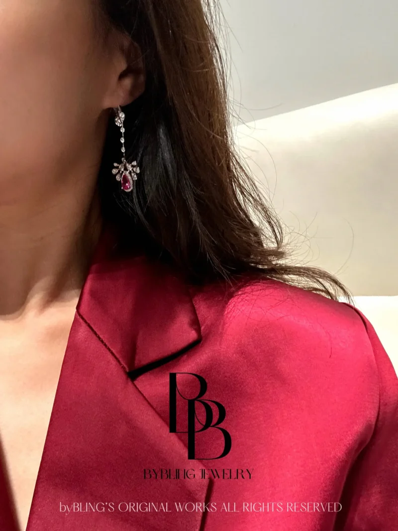 The Crown Ruby & Dazzling Diamond Earrings - Image 4