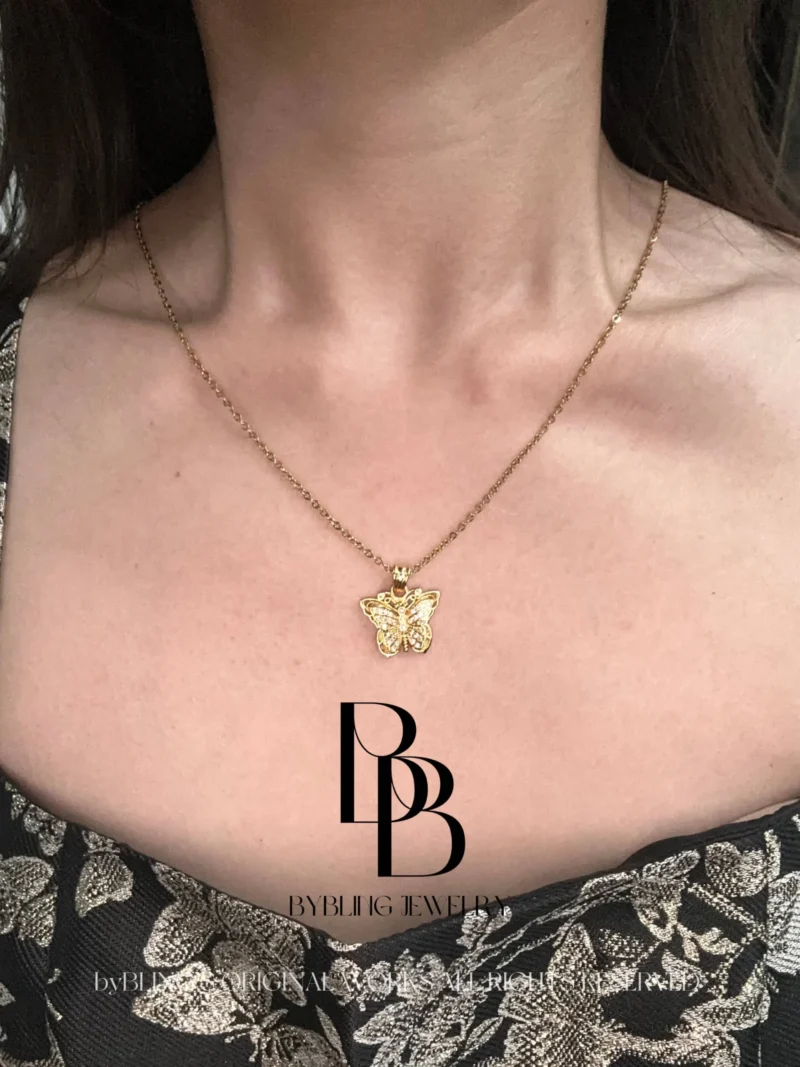 gold-tone butterfly pendant necklace