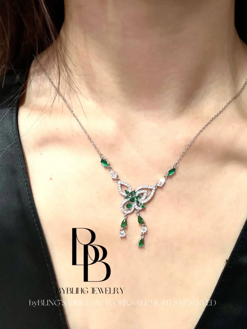 Gemstone Butterfly Necklace with Zirconia Accents