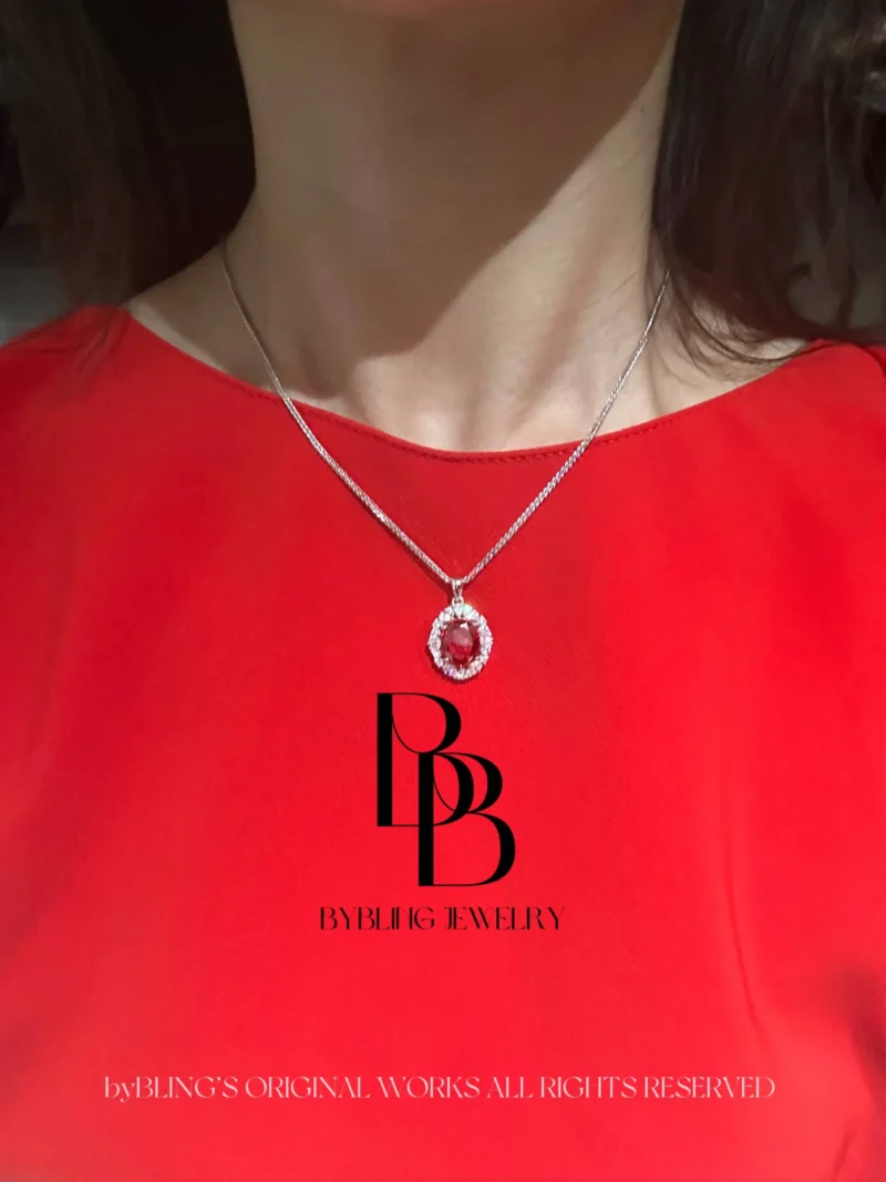 Regal Oval Ruby & Zirconia Pendant