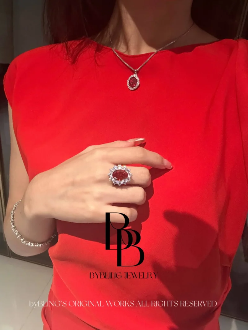 Regal Oval Ruby & Zirconia Pendant