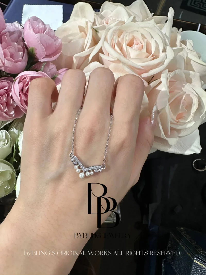 V-Shaped Eternity Pendant Necklace