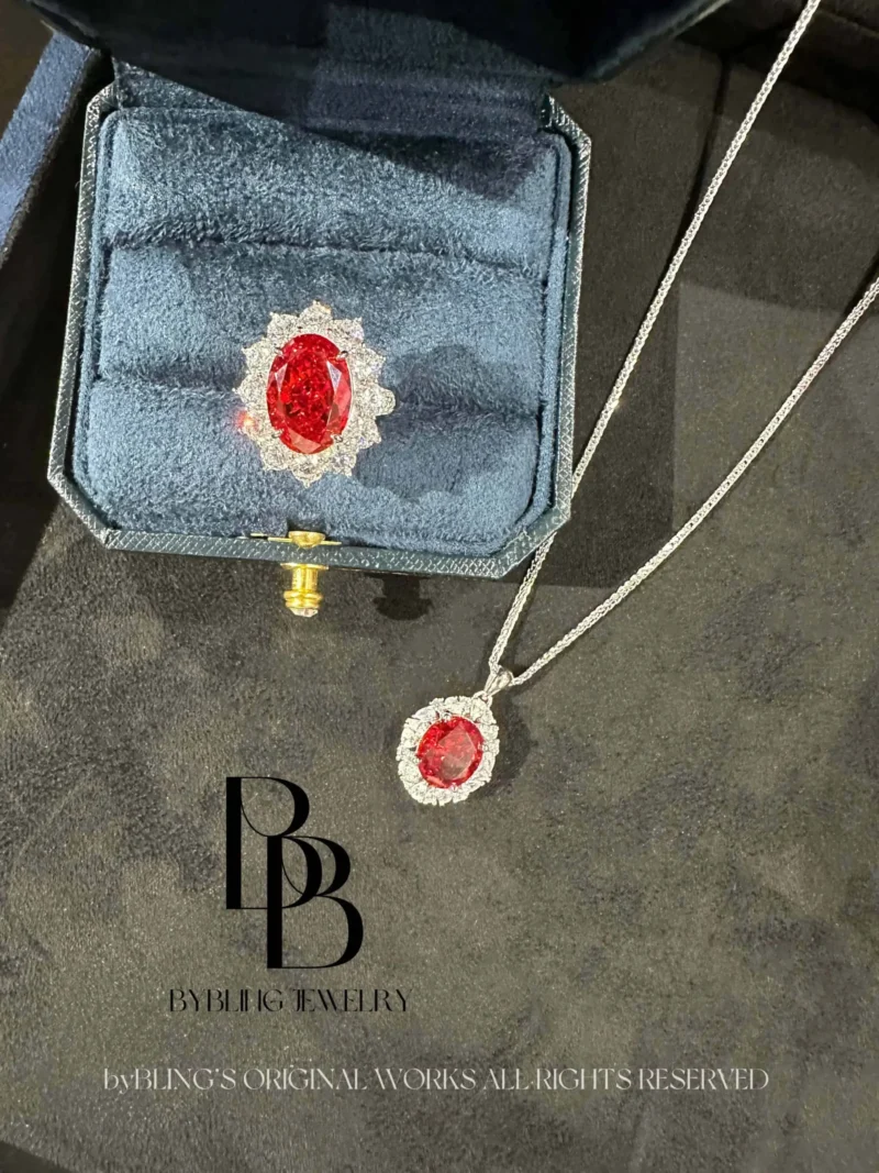 Regal Oval Ruby & Zirconia Pendant
