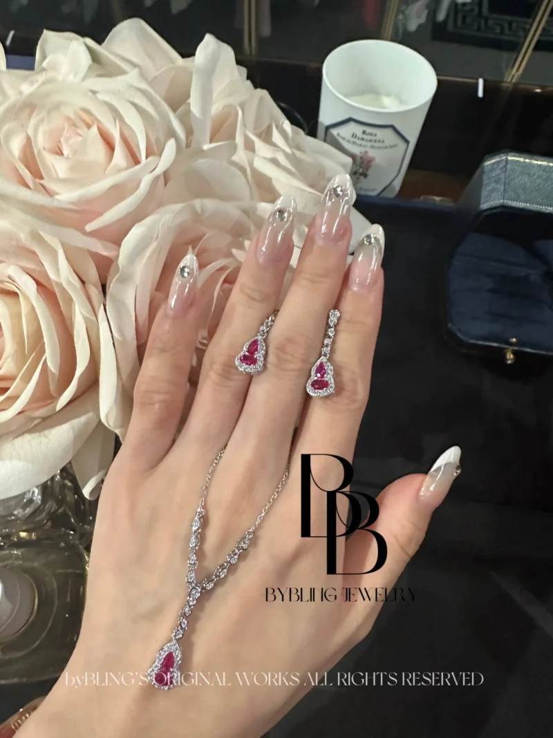 Hulu Pink Ruby Diamond Earrings