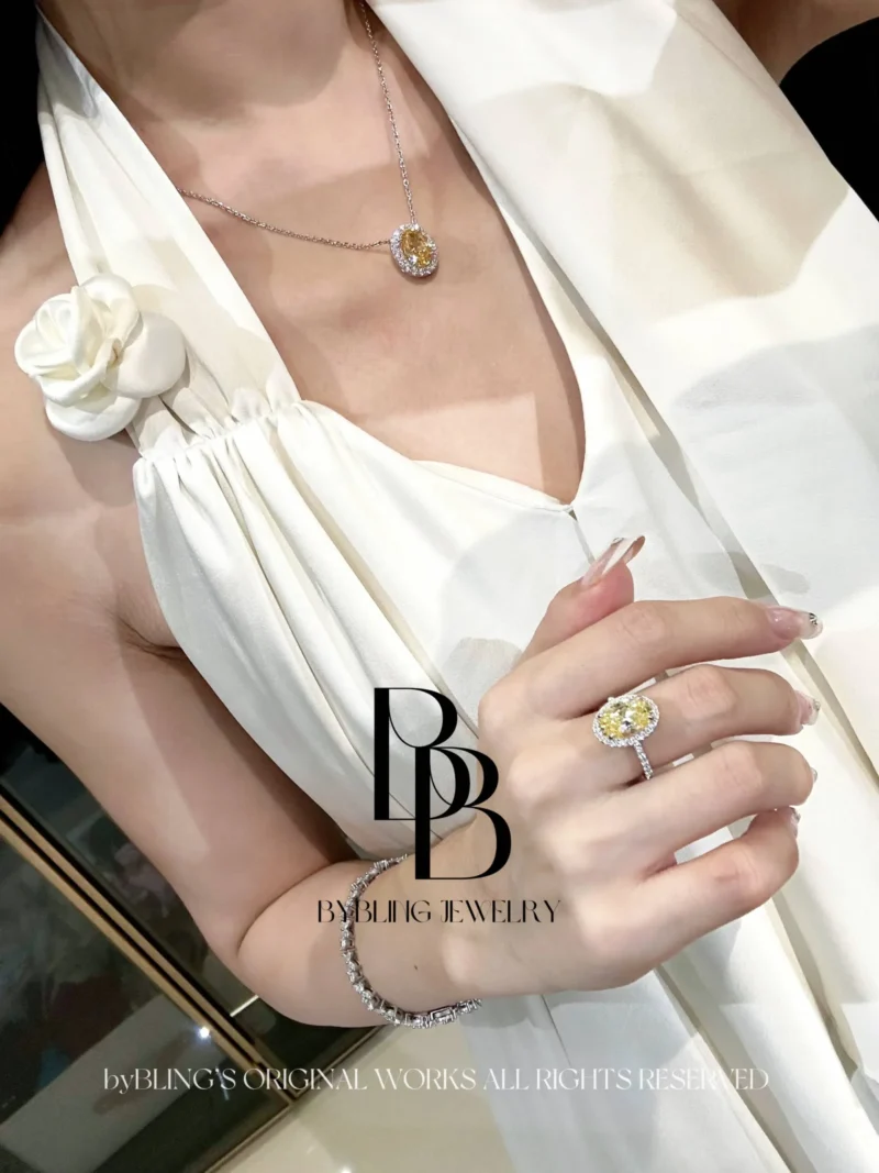 Yellow gemstone and Cubic Zirconia Pendant