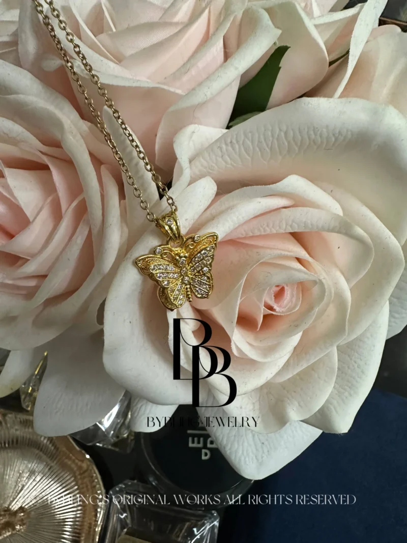 gold-tone butterfly pendant necklace