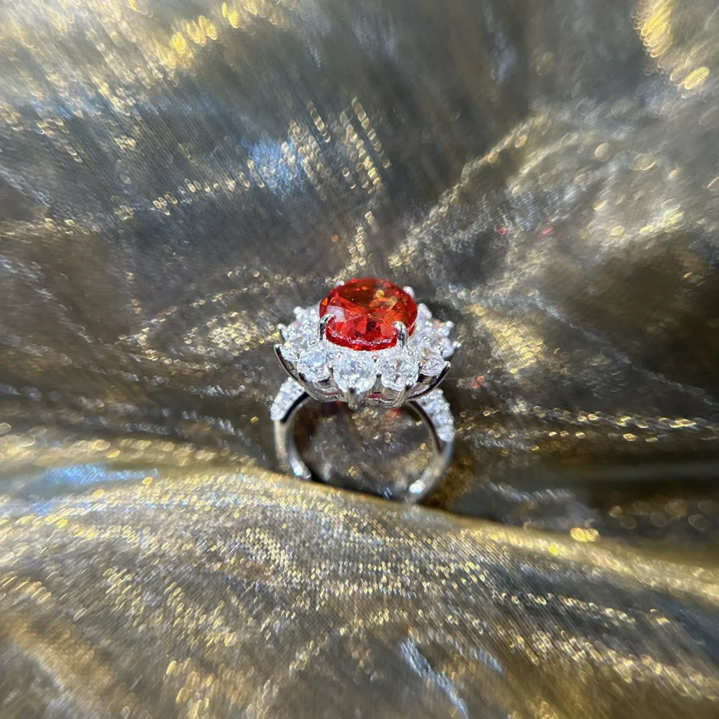 The  Ruby Red Gemstone Ring with Sparkling Halo - Image 4