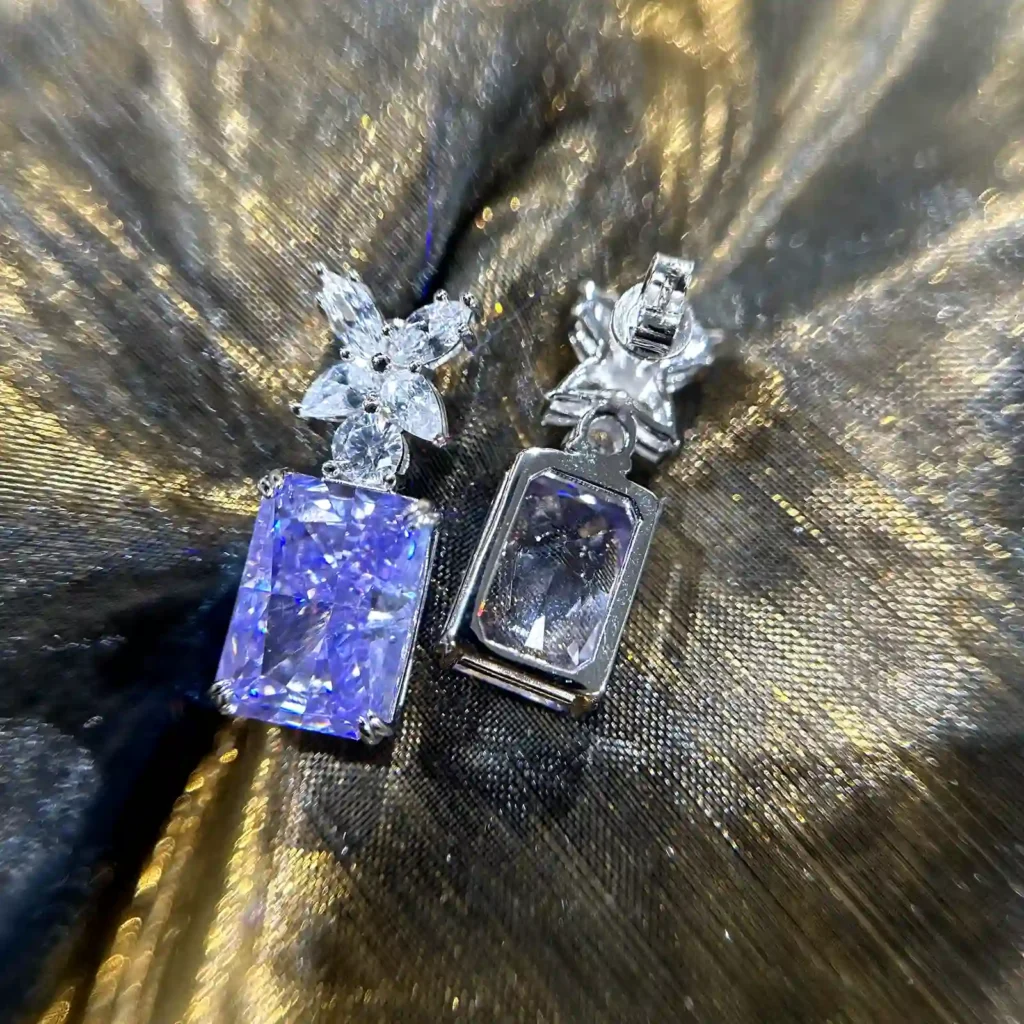 The Perfume Radiant-cut Purple Diamond Earrings - Image 3