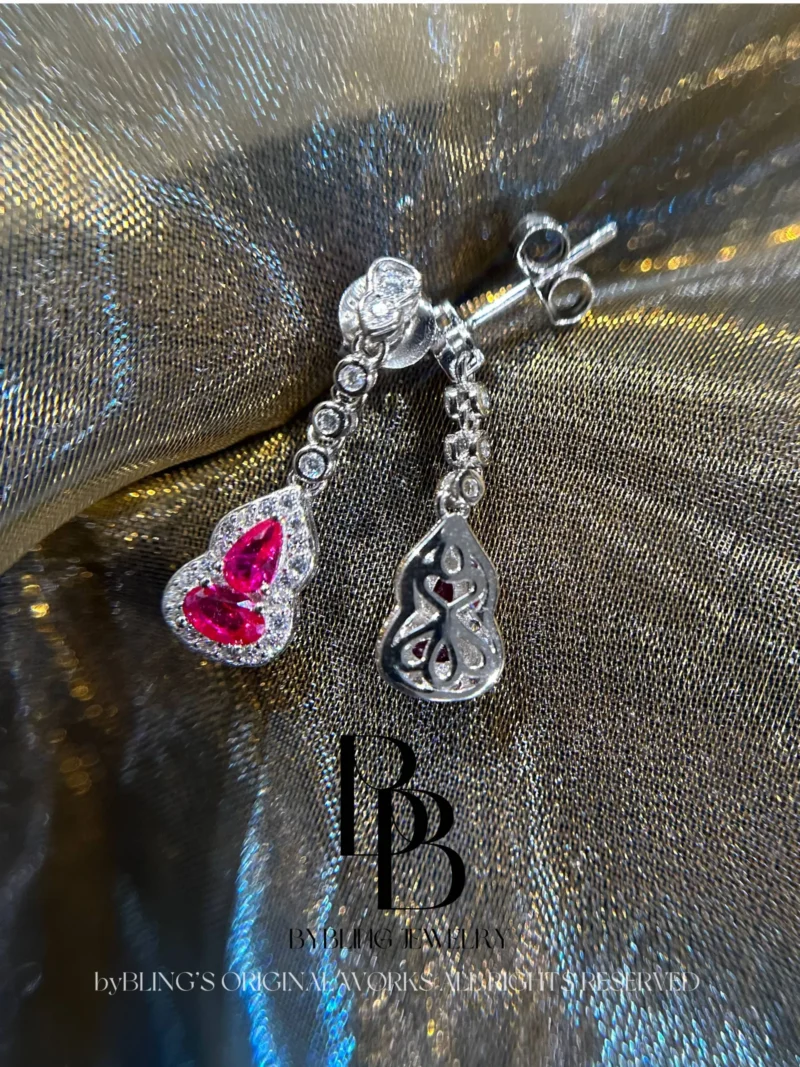 Hulu Pink Ruby Diamond Earrings