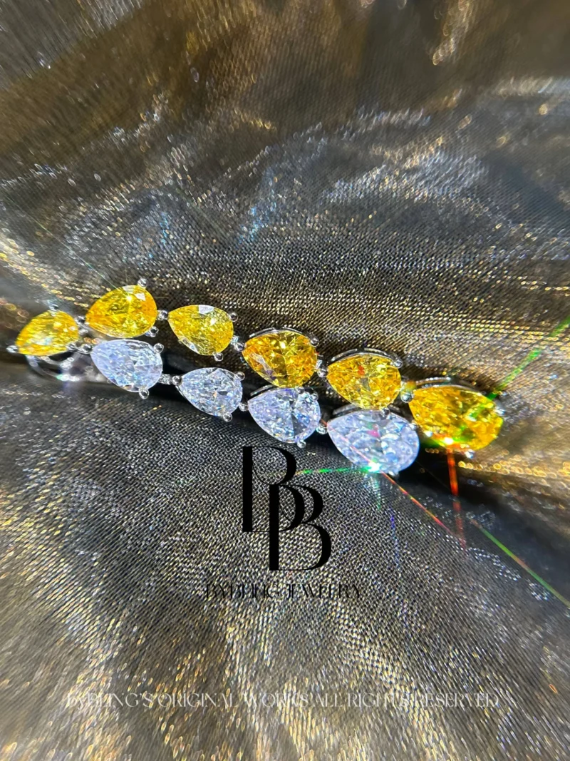 Double Pear-Cut Yellow Zirconia Diamond Earrings