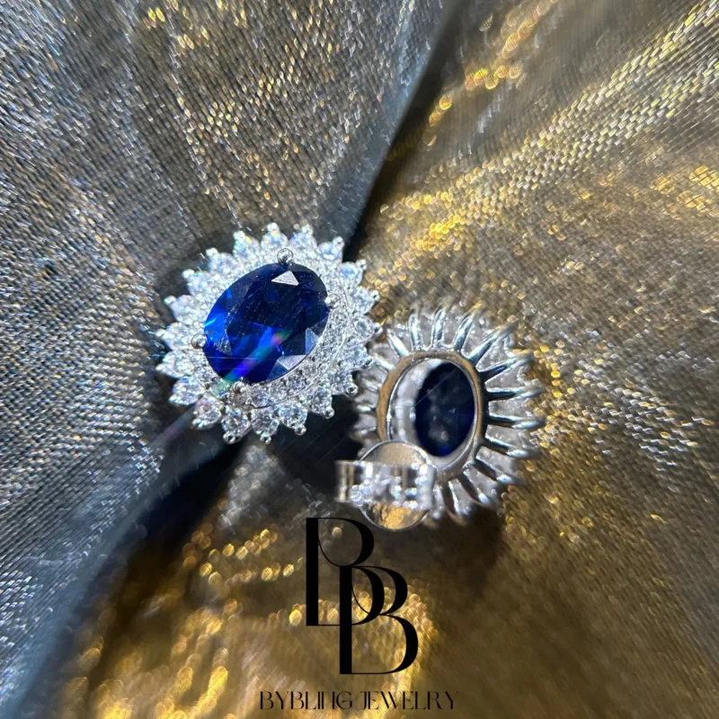 Classic oval-shaped sapphire and diamond earrings