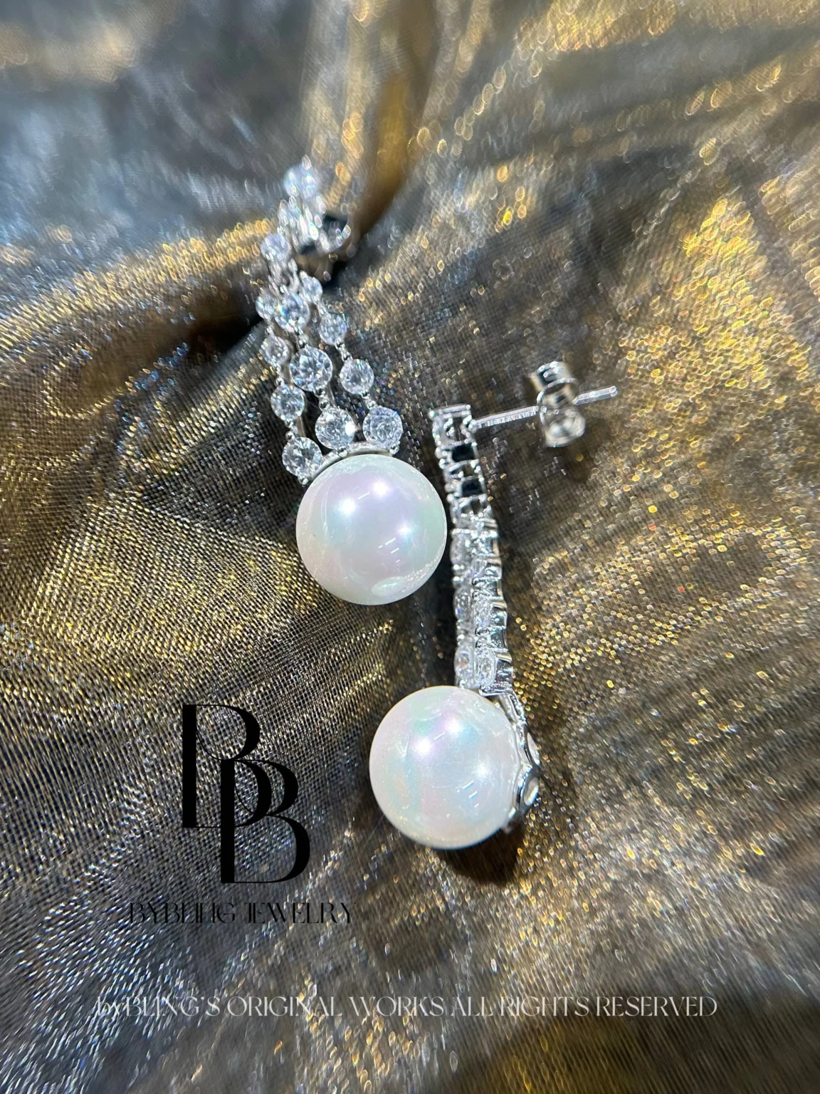 Graceful Pearl & Dazzling Diamond Long S925 Silver Drop Earrings